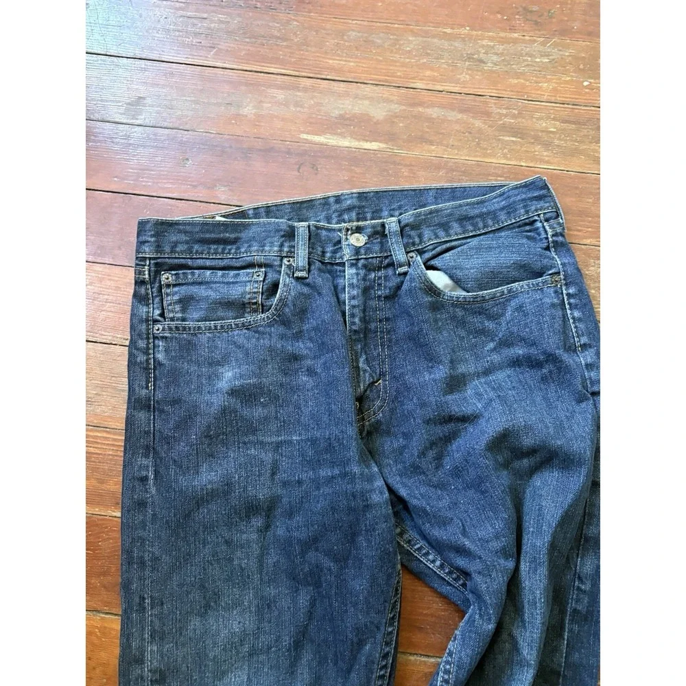 Levis 505 Regular Fit Jeans Mens 34x30 Dark Wash Blue Straight Leg Denim